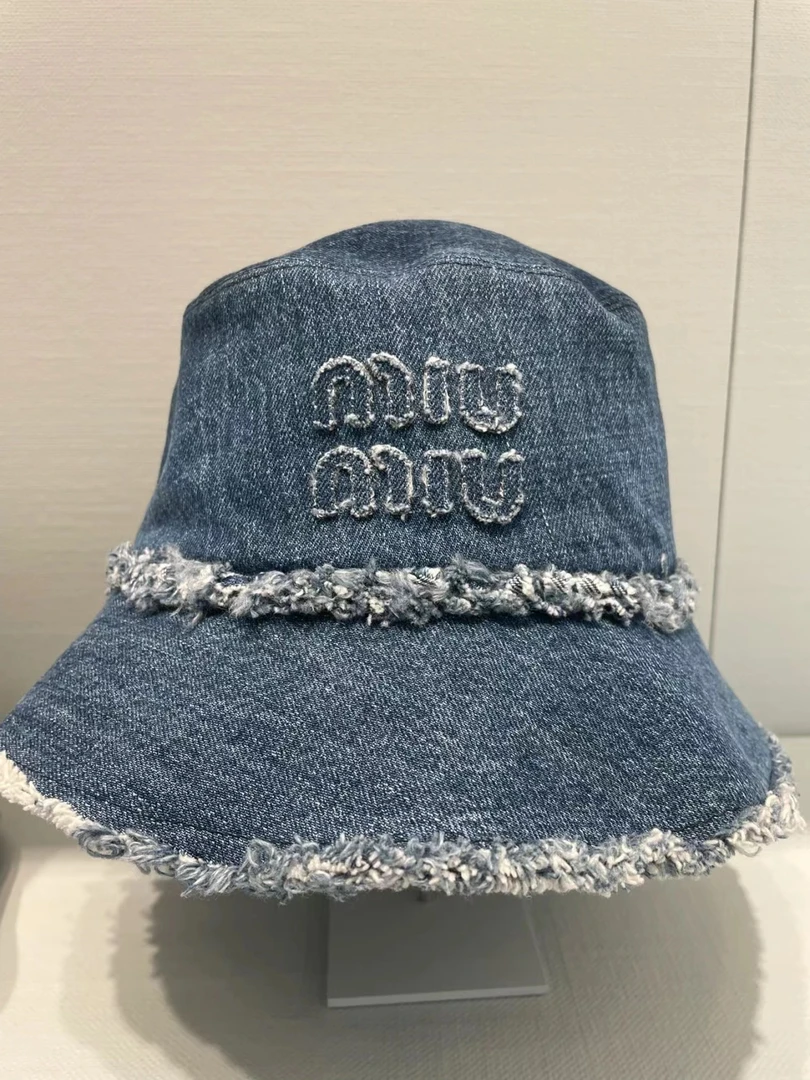 99新 MIU MIU/缪缪 蔚蓝/蓝色 丹宁牛仔 帽子 58码