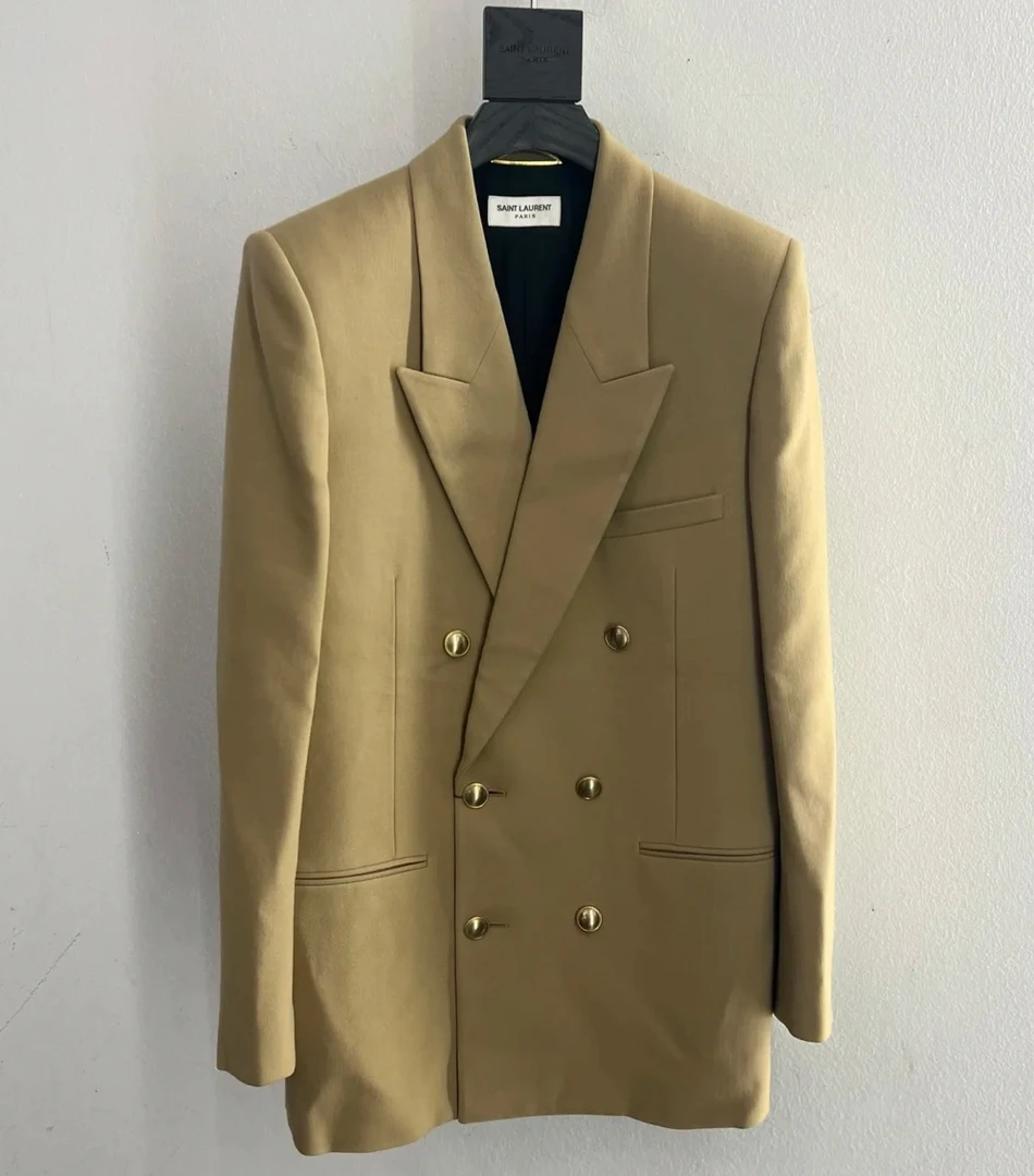 99新 YSL/圣罗兰 双排扣西装外套 女款 浅咖色 36码 闲置品