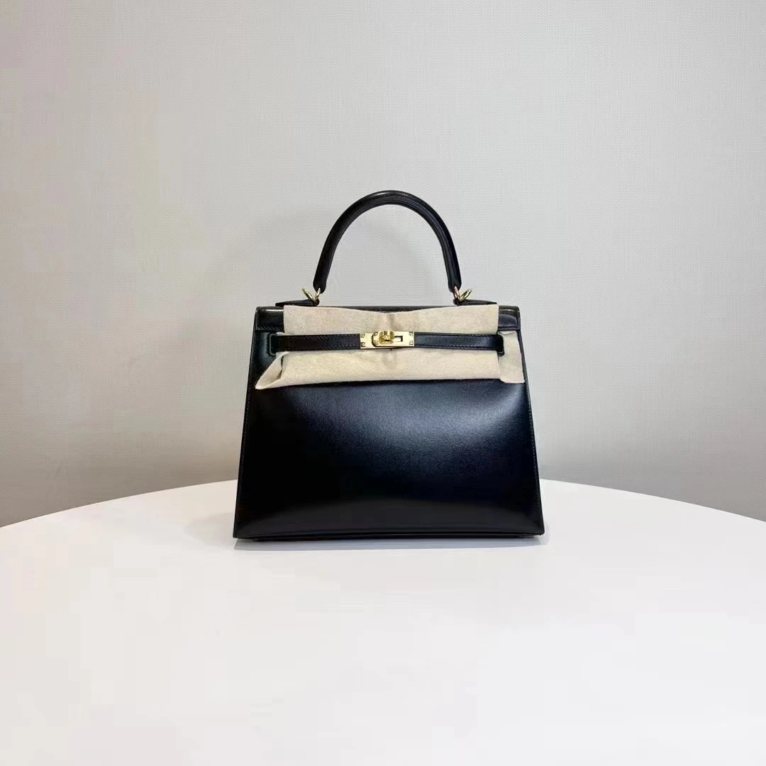 全新未使用 Hermes/爱马仕 蓝总专场/黑金 kelly 25 手提包