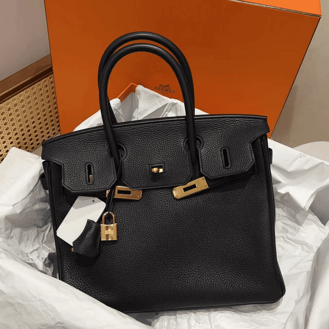 99新 Hermes/爱马仕 蔚蓝/黑金  birkin30 手提包 框P刻 保存品