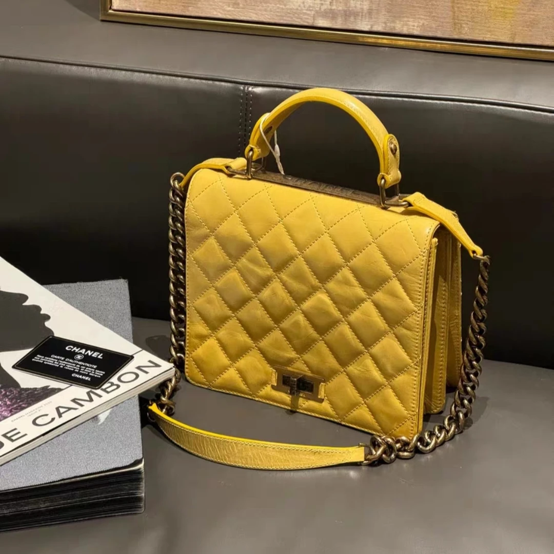 95新 Chanel/香奈儿 蔚蓝/竖版油蜡皮2.55手提包 15开 98新