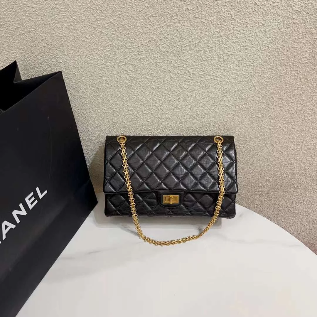 95新 Chanel/香奈儿 蓝总福利/中号 黑金 2.55 链条包/98新
