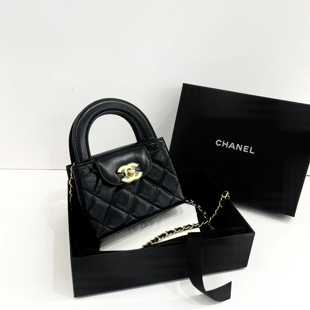 全新未使用 Chanel/香奈儿 蓝总专场/24P 黑金 mini kelly 链条包