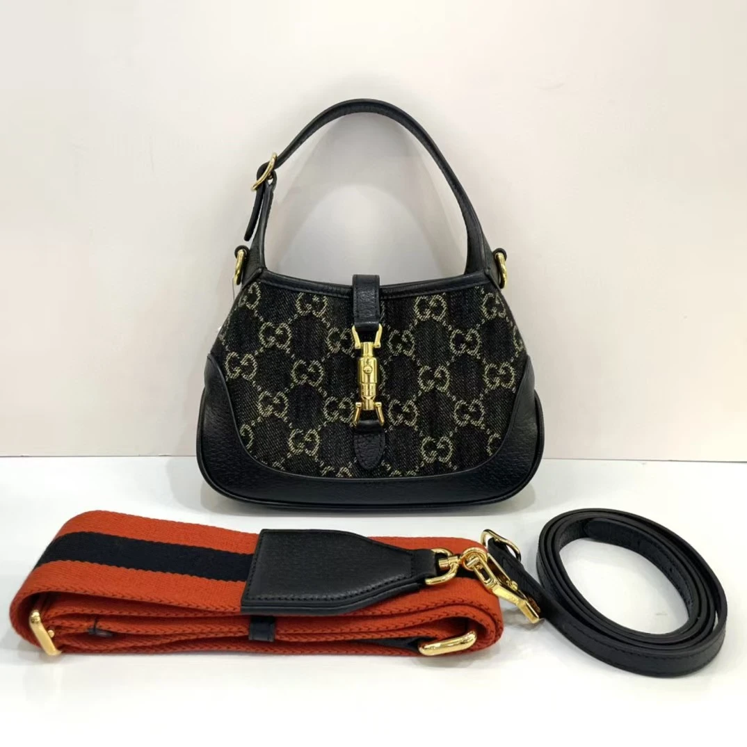 99新 GUCCI/古驰 蓝总专场/ 黑色丹宁Jackie 1961 mini斜挎包