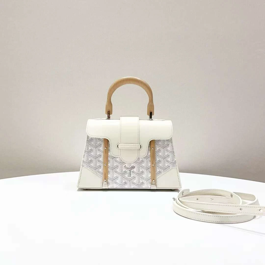 99新 Goyard 蔚蓝/mini 硬板 白色 西贡 单肩包/超难买