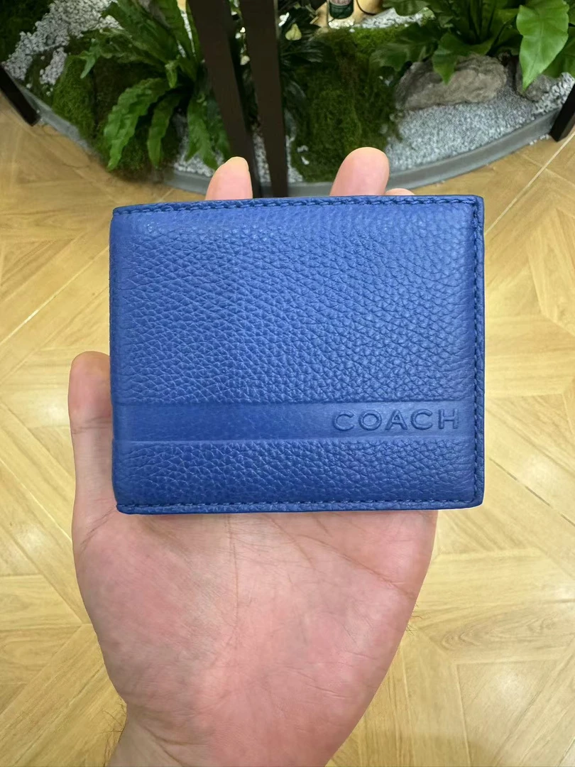 99新 COACH/蔻驰 蔚蓝/蓝色 对折钱包