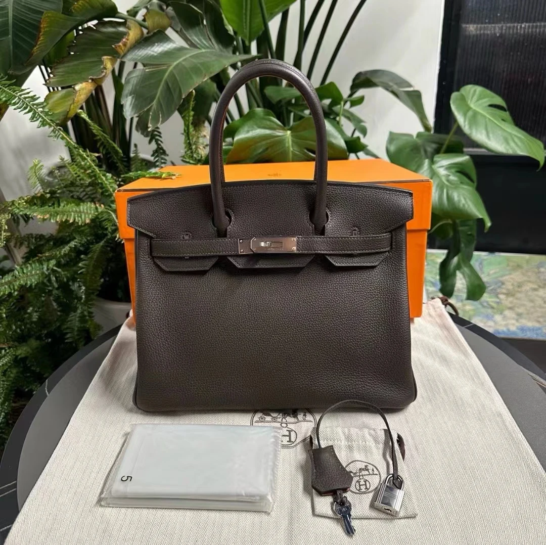 99新 Hermes/爱马仕 蓝总专场/birkin 30 乌木色 银扣