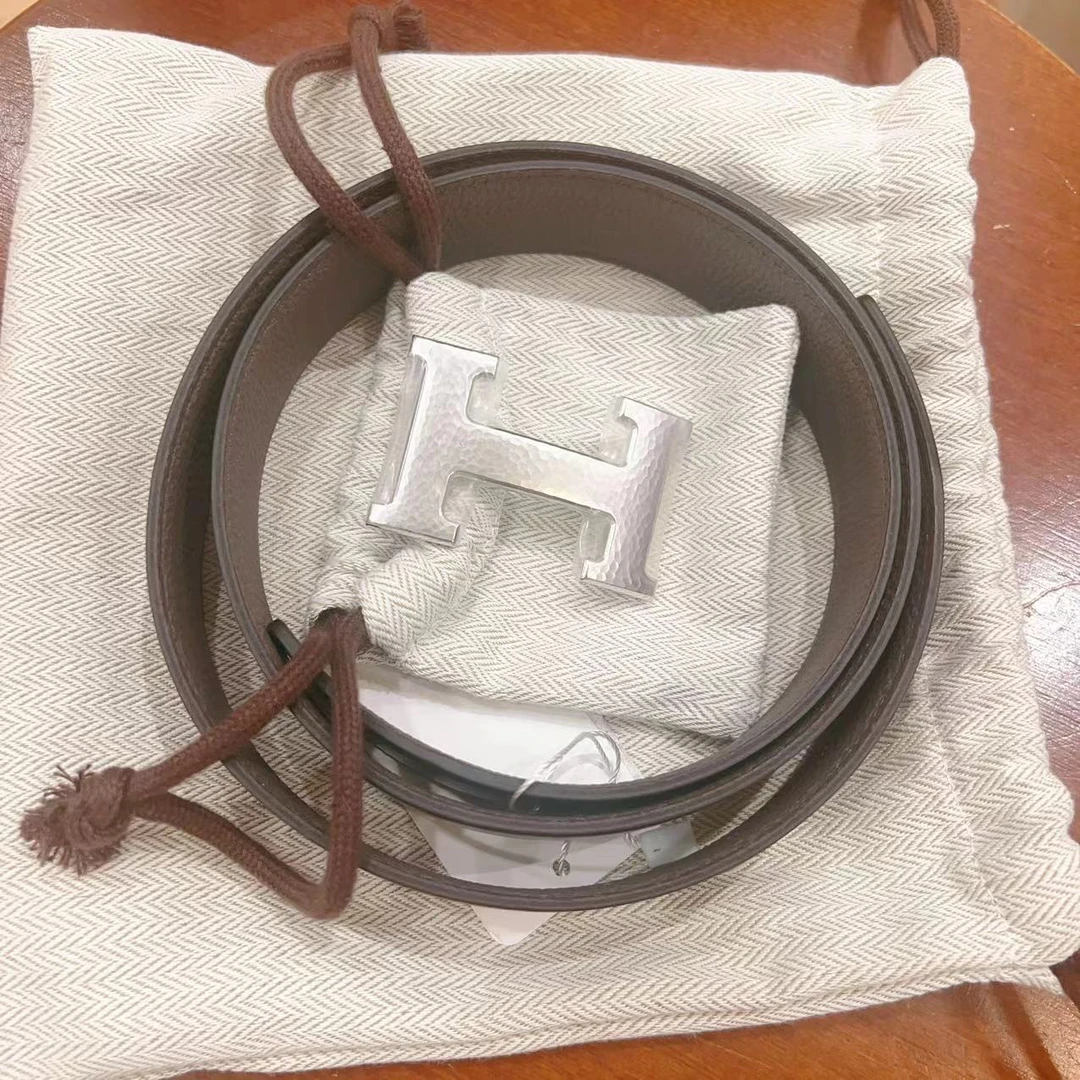 全新未使用 Hermes/爱马仕 蓝总专场/ H银扣 腰带 38mm 85码