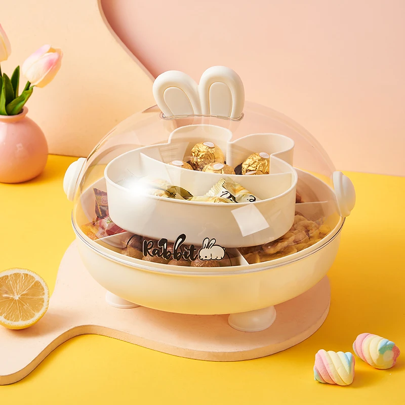 新款多功能轻奢兔兔果盘收纳盒家用客厅茶几干果盘大容量创意果盘