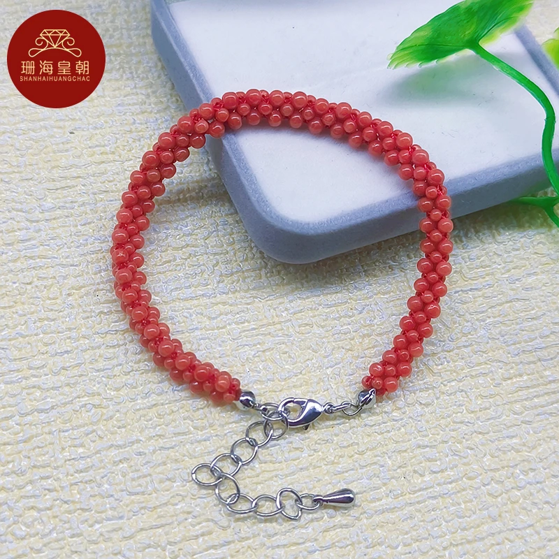 925银手链 珊海皇朝时尚饰品珊珊手链银扣小圆珠手工编织手链