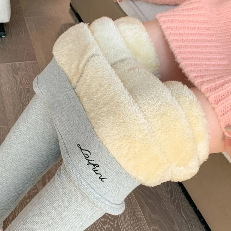 加绒加厚打底裤女外穿秋冬季羊羔绒棉裤东北特厚高腰大码保暖裤子