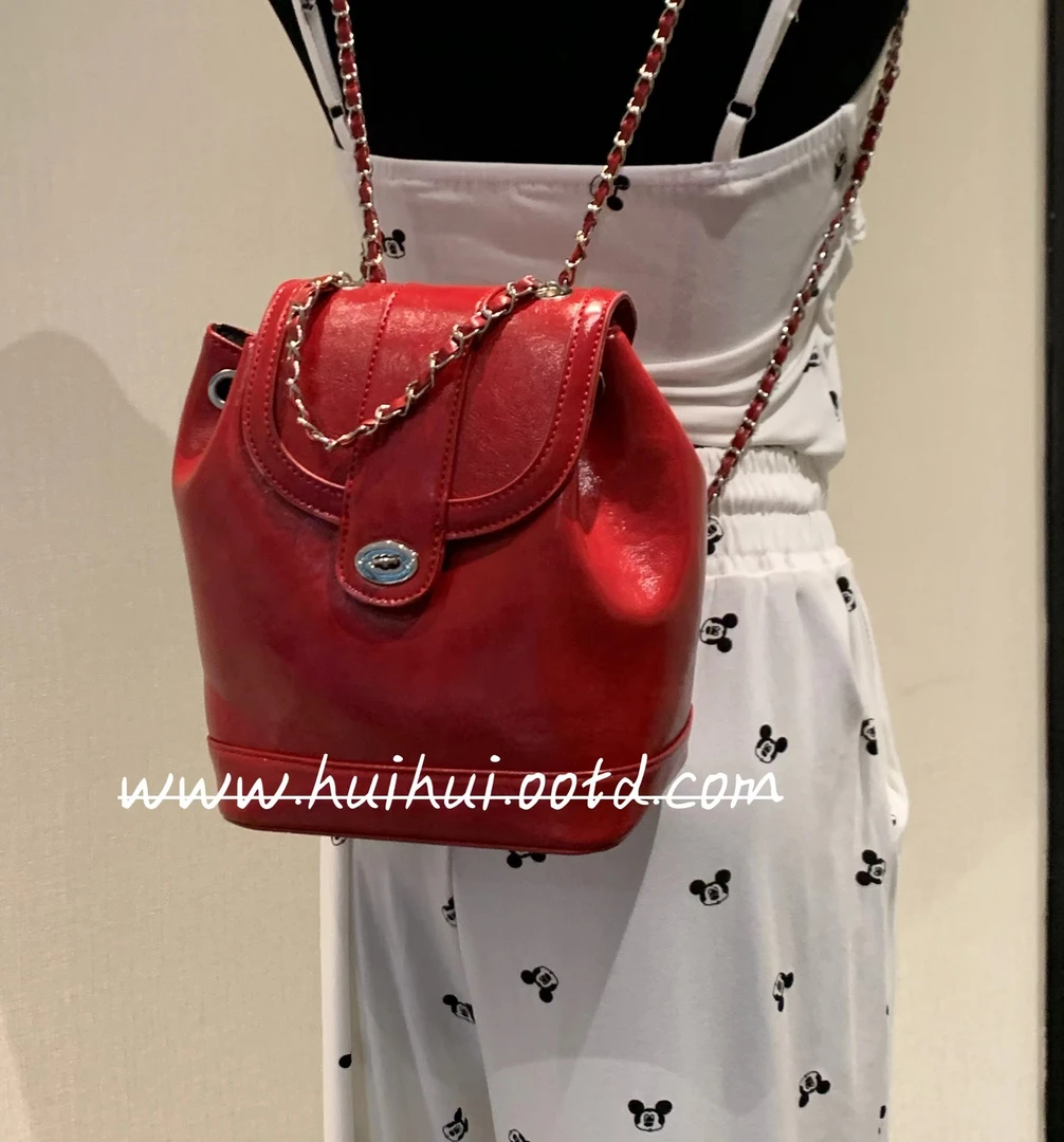 HuiHui【巧妙搭配】 ins小香风链条双肩包水桶单肩包小背包（A75）