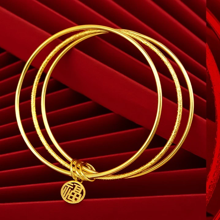 合金手镯 三生三世福字牌仿真金色手环时尚镀金久不掉色手镯子