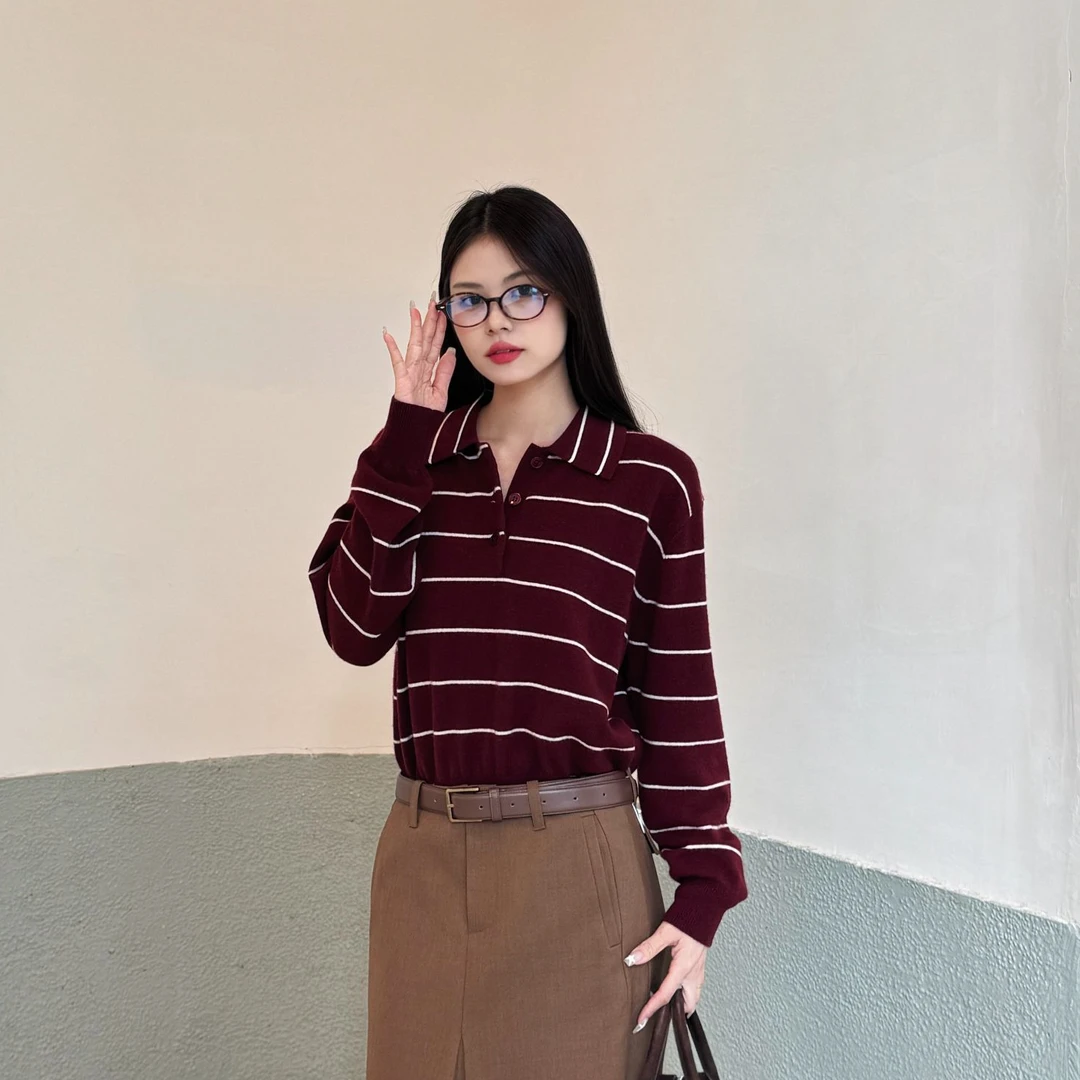 【VIINS】SONGFORIDEAL复古港风条纹POLO衫毛衣3246