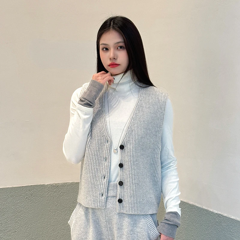 【VIINS】SOI秋冬叠穿V领马甲 修身合体无袖针织上衣马夹2663