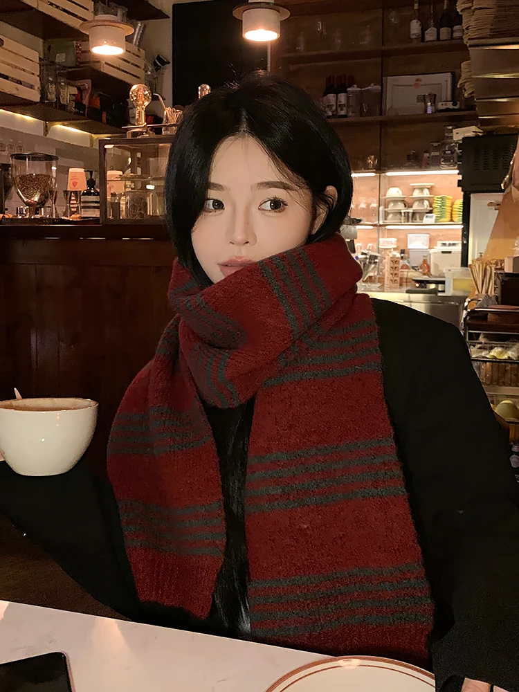 红色围巾冬季2024新款新年韩系氛围感加厚圣诞送女生保暖围脖