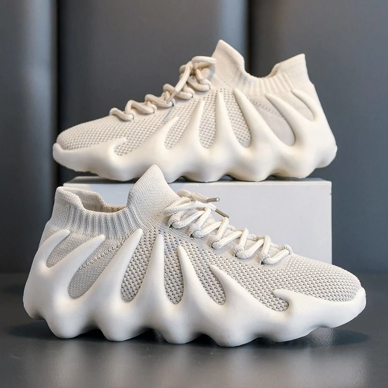 网红椰子八爪鱼火山女单鞋2025新款百搭夏季透气网面飞织小白鞋潮