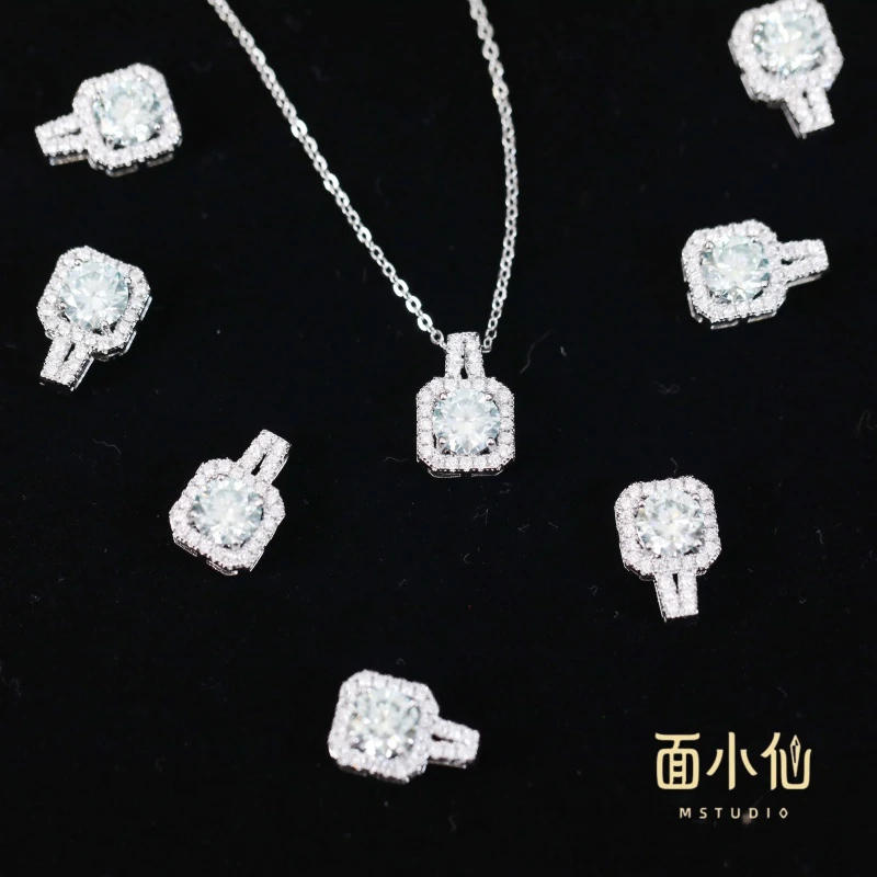 合金项链 【小方糖】莫桑钻项链时尚方块女多样性发其一