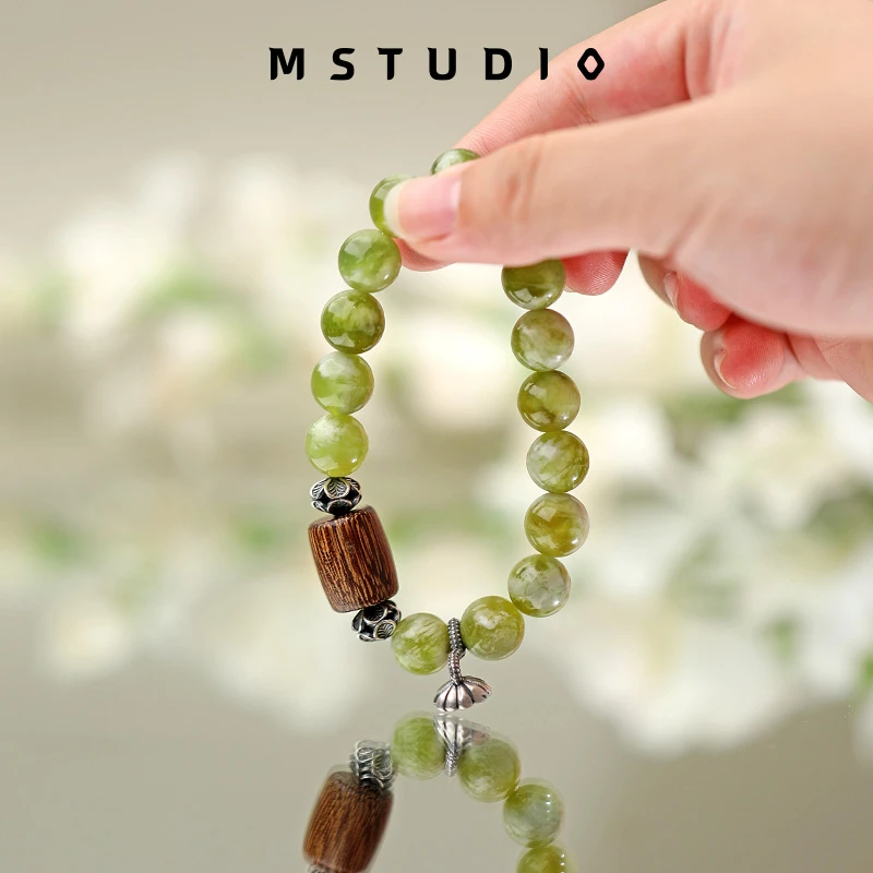 【莲生】岫玉木头11-12mm手串面小仙多样性发其一Z