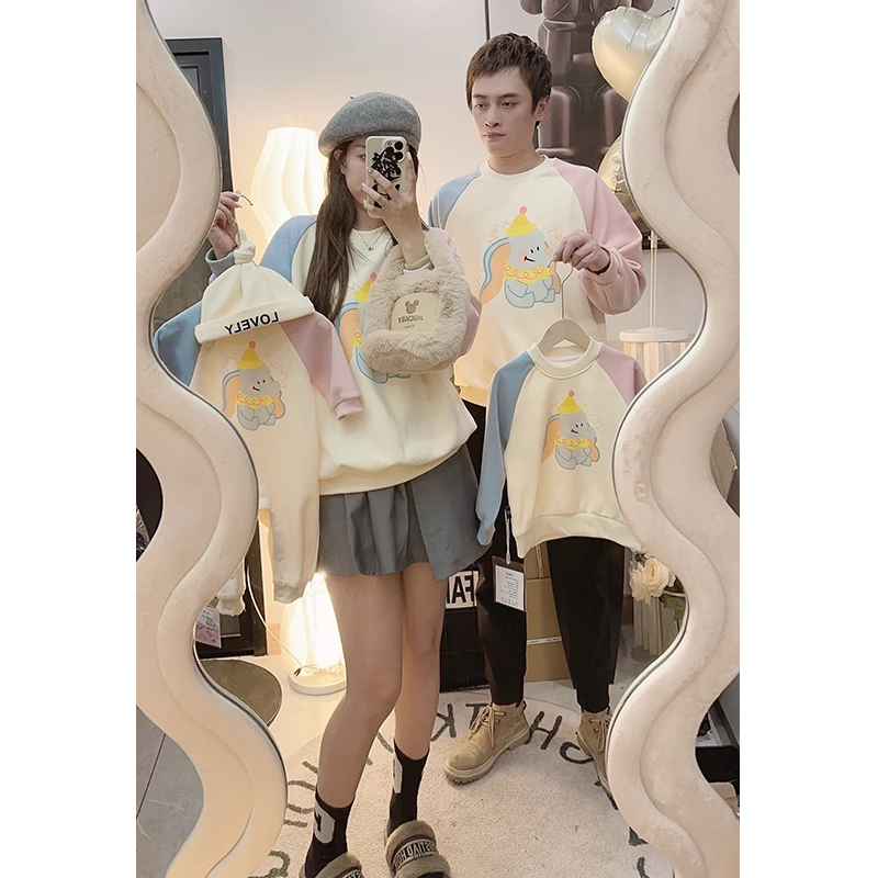 C.C KIDS【小飞象】春秋新款卫衣婴儿爬服秋款一家三口四口亲子装