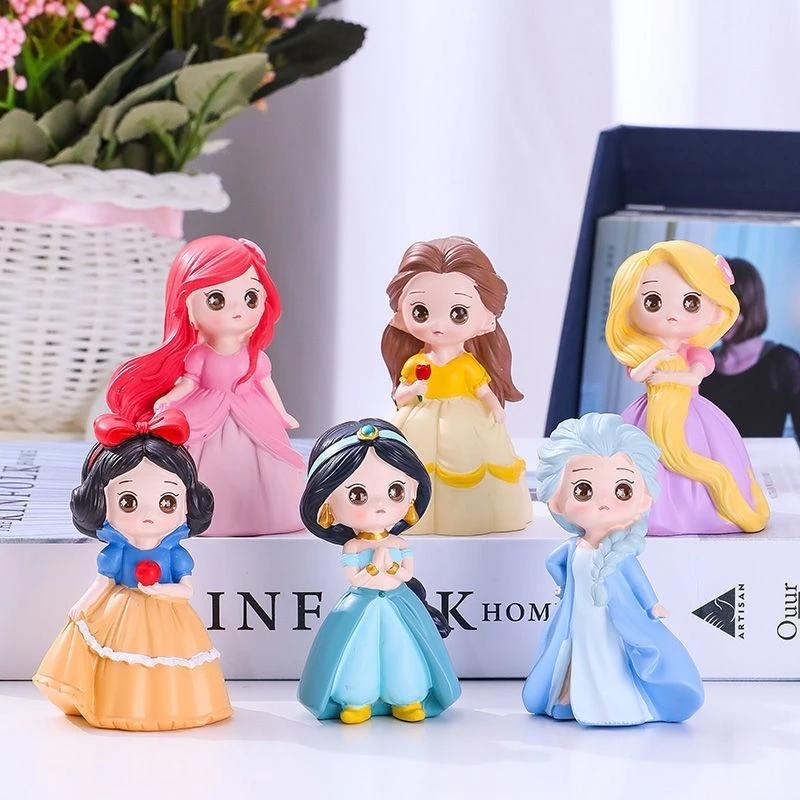 【一套六个】2D彩绘石膏娃娃涂色公主模型儿童手工diy制作