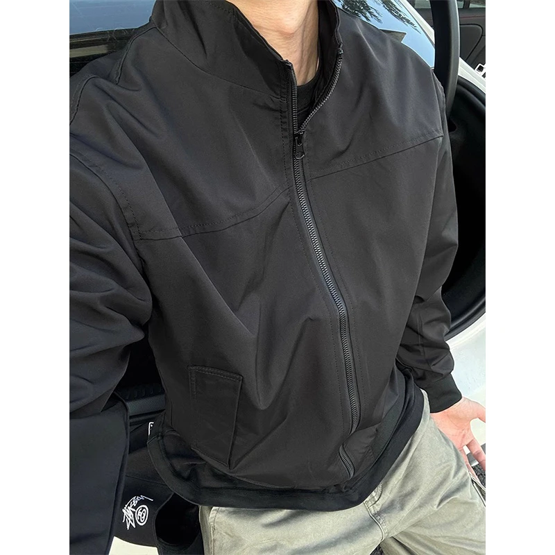 美式立领教练夹克外套男款春秋季潮牌休闲百搭上衣宽松短款棒球服