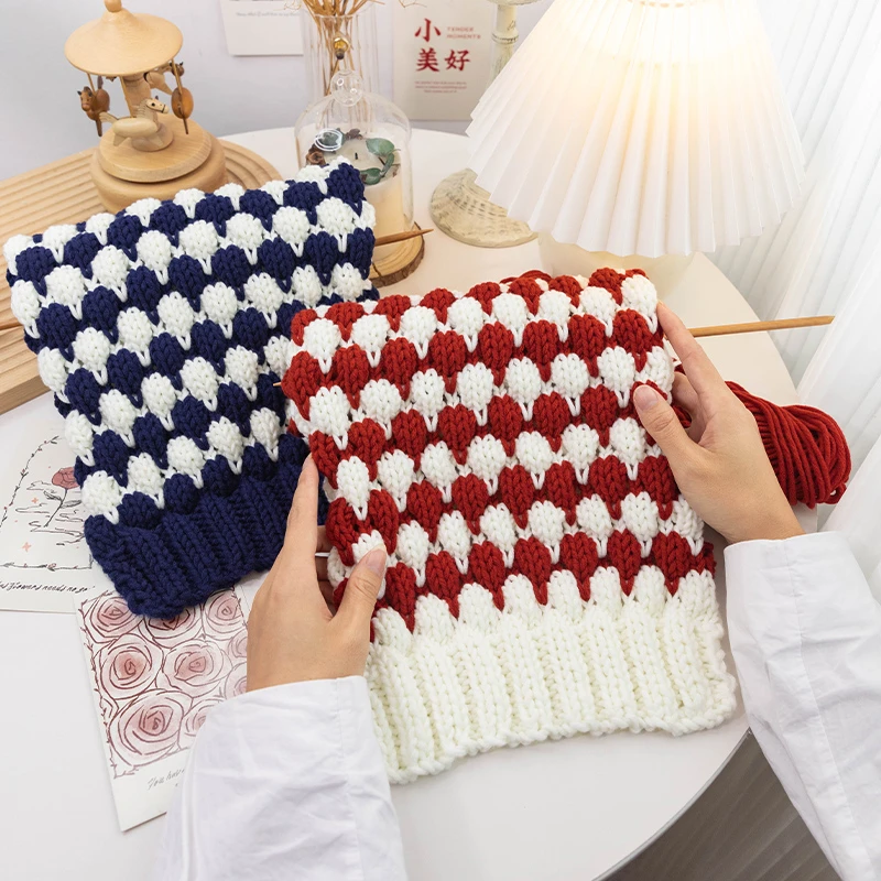 手工diy双色泡芙啵啵围巾材料包新手零基础礼物秋冬保暖送男友