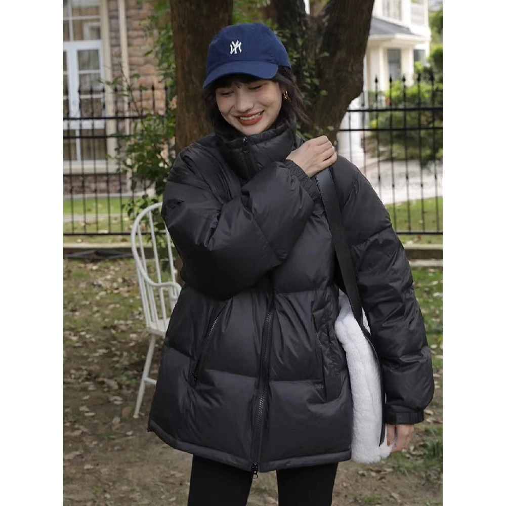 黎久黑色羽绒服女短款2023秋冬季新款宽松小个子棉衣加厚保暖面女