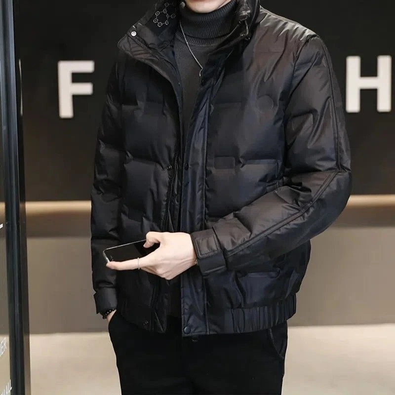 新款男士羽绒服20233年新款轻薄加厚短款立领压花冬装潮牌帅气女