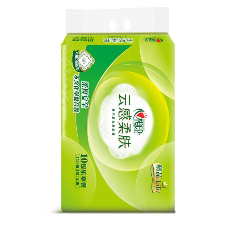 云感系列三层立体压花塑装软抽纸巾110抽*10包/提