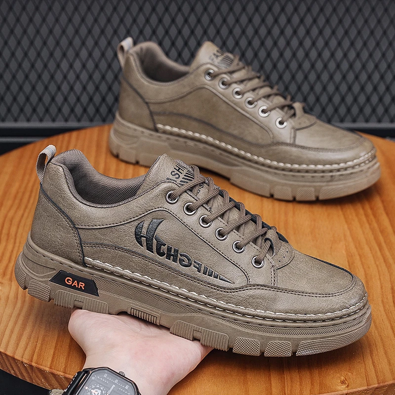 男鞋工装鞋2025春秋新款马丁靴男士短靴户外休闲增高劳保皮面鞋子