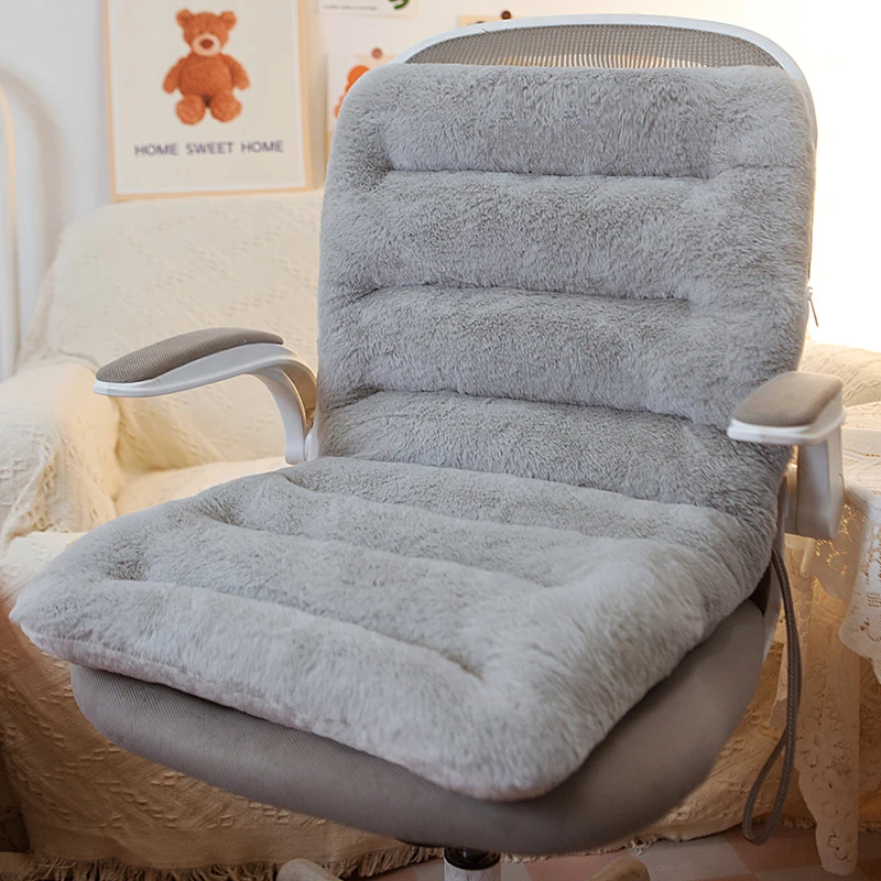 秋冬款连体毛绒坐垫办公室久坐学生椅子座椅垫靠垫屁股垫车载两用
