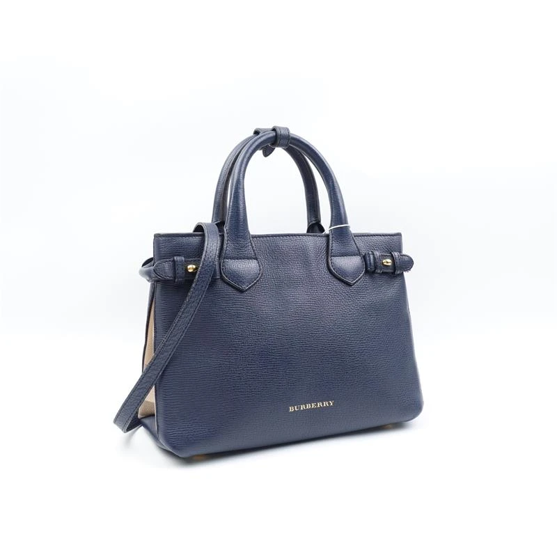 95新 BURBERRY/博柏利 墨蓝色拼经典格子单肩包/H_ZY0000366248