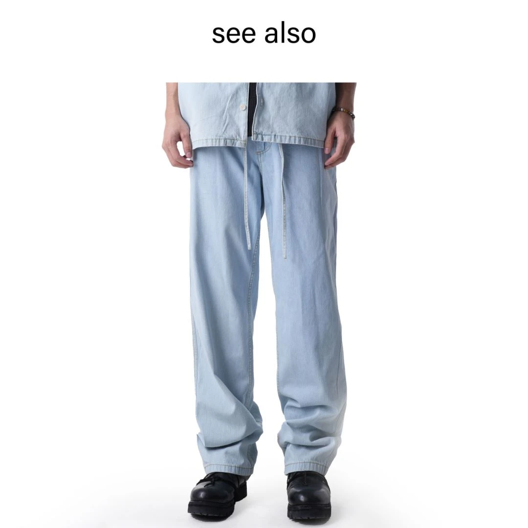 SEE ALSO 糯叽叽竹节棉舒适牛仔水洗浅蓝垂感休闲裤LD4122