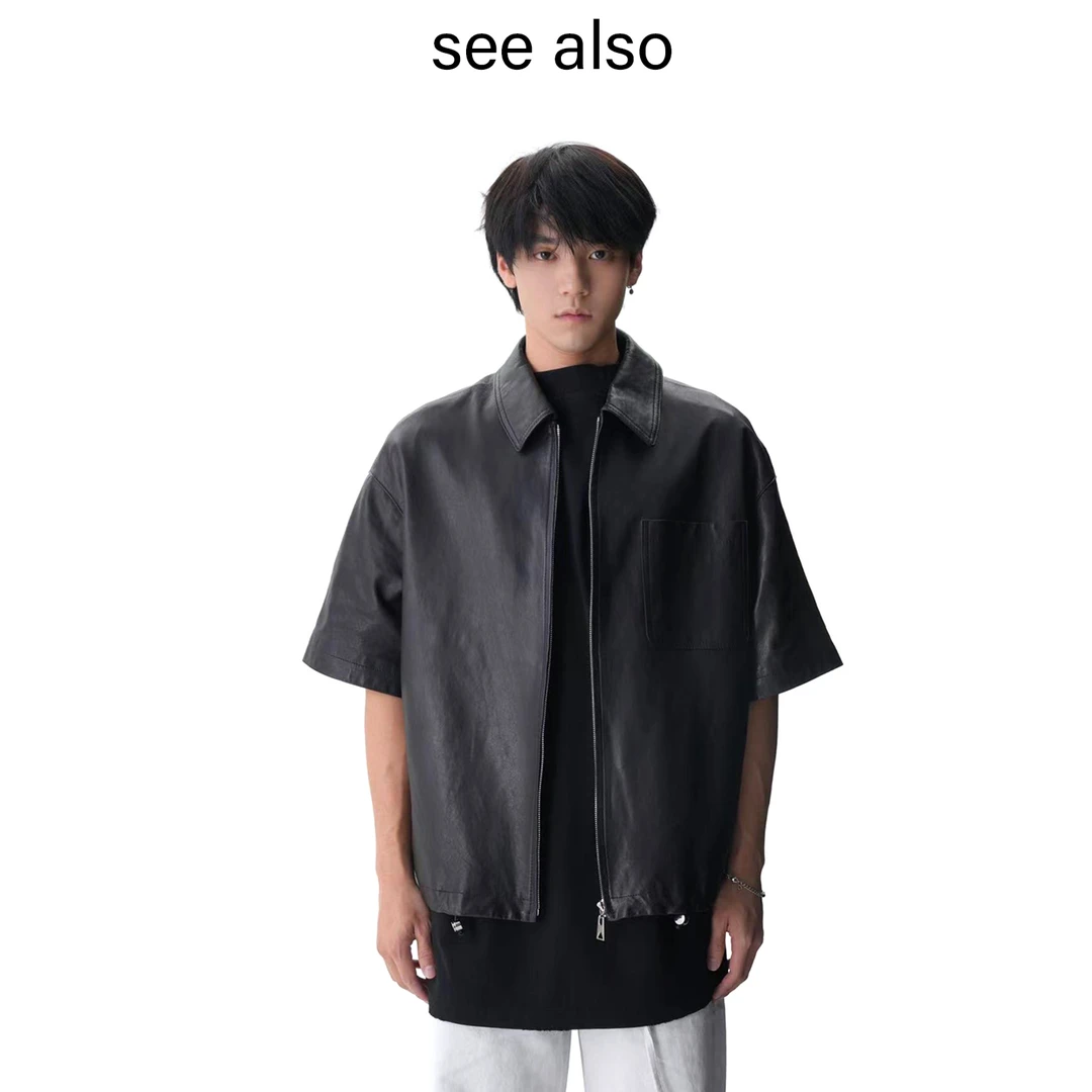 SEE ALSO 『小羊皮』复古纯色皮衣夹克皮衣外套LD3999