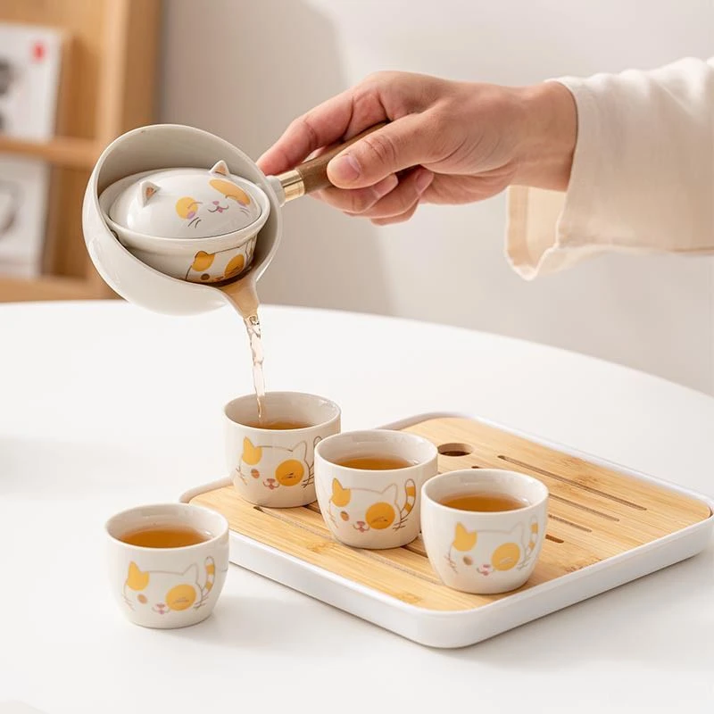 360度功夫茶具套装 自动旋转泡茶器家用冲茶壶旅行便携式礼品logo