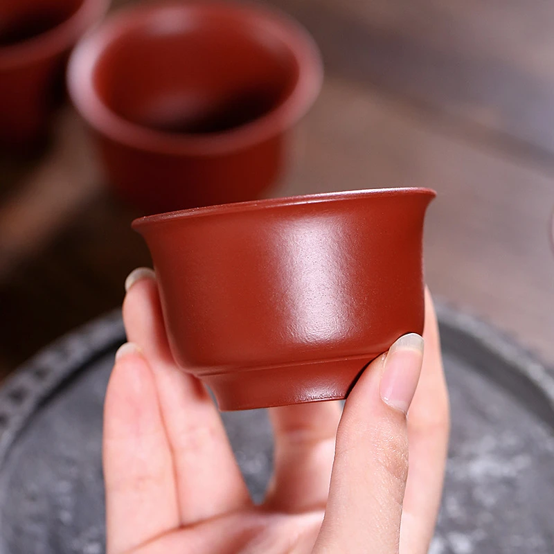 宜兴厂家直供紫砂小口杯原矿大红袍小翻口杯功夫茶杯品茗杯7170