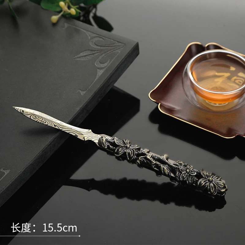 茶道茶刀不锈钢普洱刀茶针茶锥手工大马士革精钢茶饼撬茶茶具配件