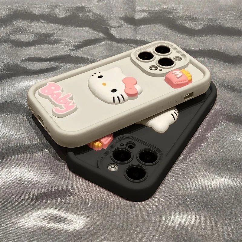 立体薯条kt猫适用OPPOReno1098765手机壳A93A72A55A32A58女A11x软