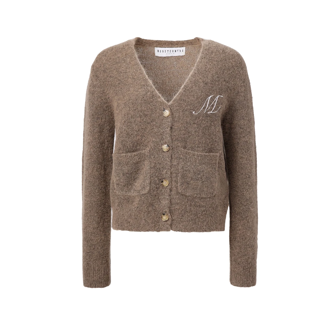 【MONSTERMING】新品24秋冬马海毛薄款刺绣毛衣开衫女