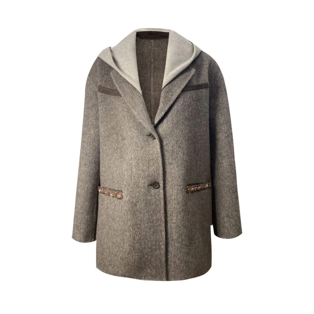 【SIEW】帽子可拆卸两穿羊毛西服外套