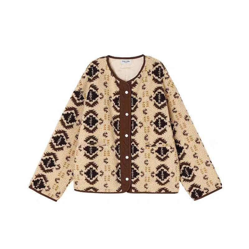 【LABER THREE X THE ENES】 经典撞色复古圆领撞色短款棉服外套