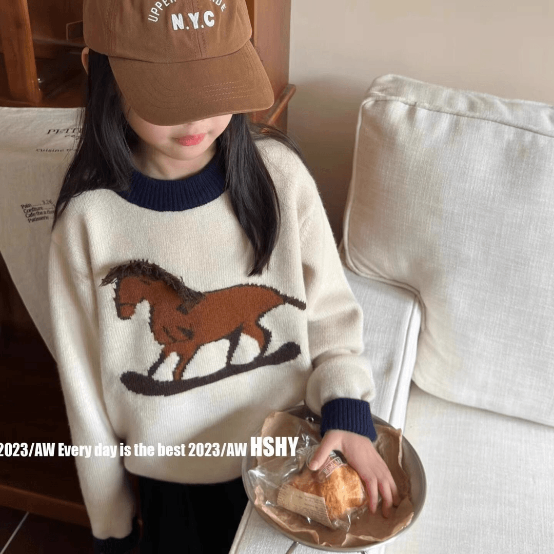 【糖衣兔】现货波拉BORA韩国童装23秋冬儿童潮范中大童卡通拼色针