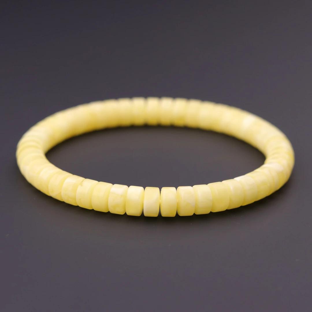 S6647 原矿俄料蜜蜡药片单圈手串文玩饰品