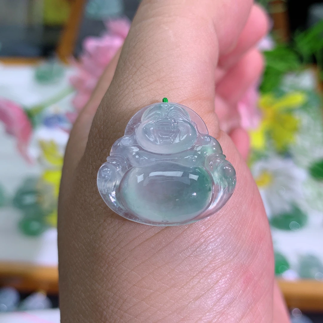 缅甸翡翠A货冰种晴水佛公钟吊坠挂件尺寸百搭气质精玉石妈妈精美