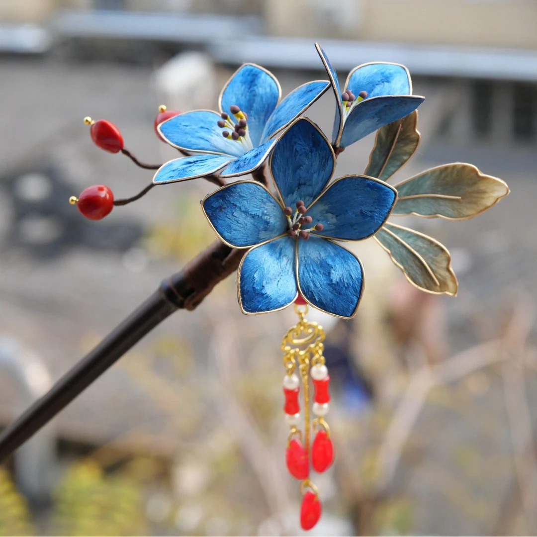 澜归旧梦绒花手工发簪复古国风古风古典