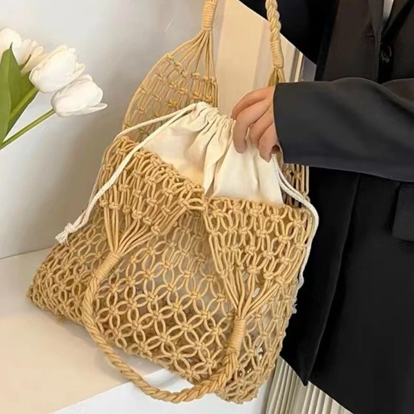 小众设计春夏镂空网包休闲百搭编织大容量包包度假沙滩包单肩包