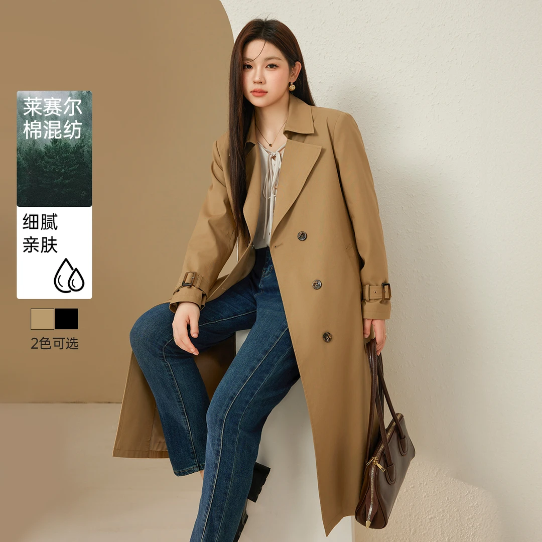 【轻盈有型松弛感英伦风衣】纤莉秀大码女装洋气收腰显瘦气质QJ3133