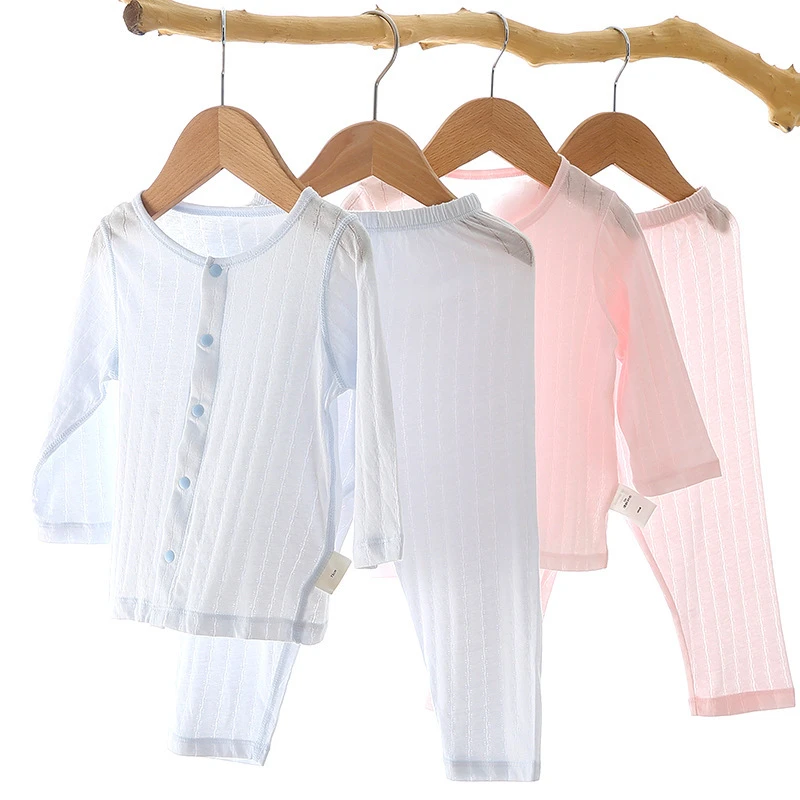 童家居服纯棉 儿童长袖内衣套装 宝宝空调服儿童睡衣透气夏季