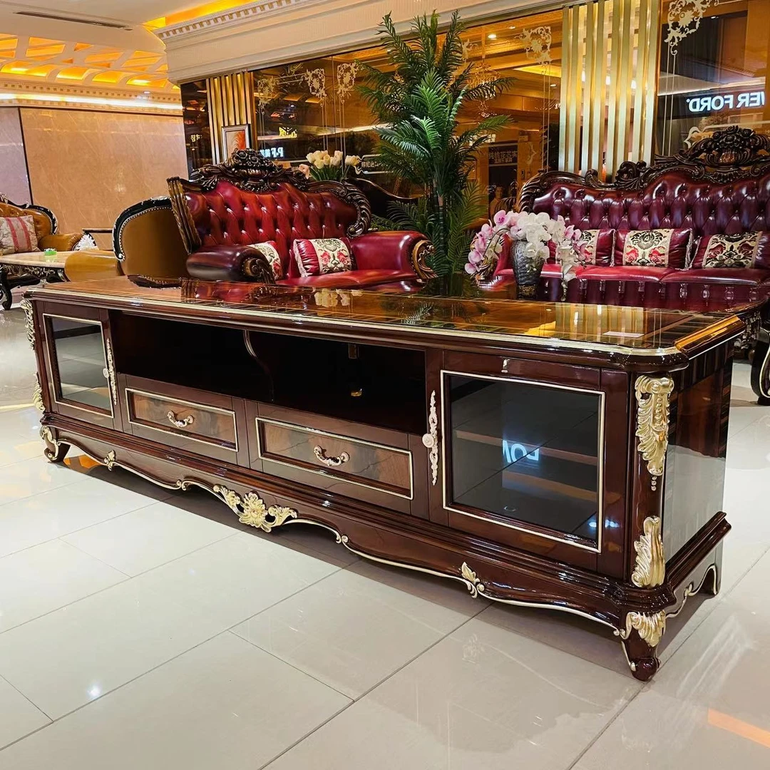 宝居乐YF001电视柜法式欧式古典客厅全实木奢华烤漆深色复古雕花